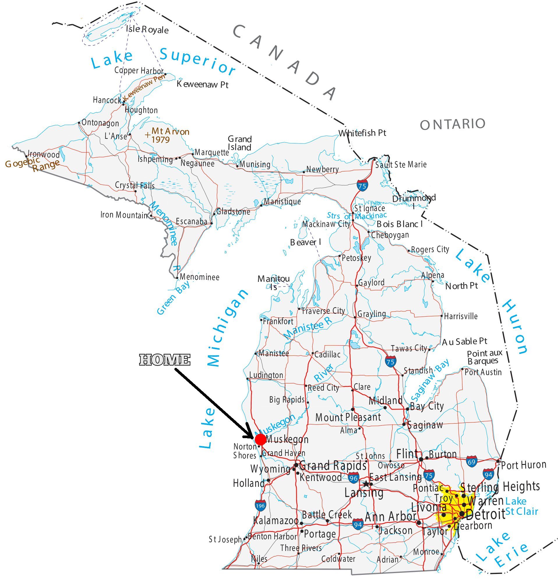 Michigan Map With Mile Markers United States Map 0678